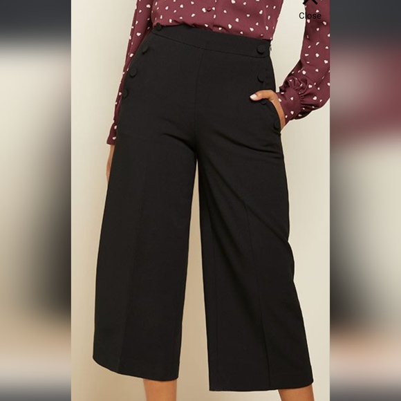 High-Waist Cropped Wide Leg Pant Black RW&CO - Picture 4 of 5